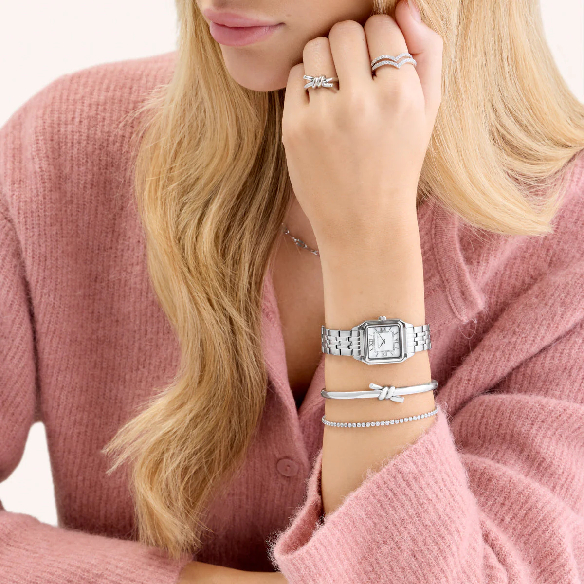 Twisted Knot Bangle (Silver) - Image 3