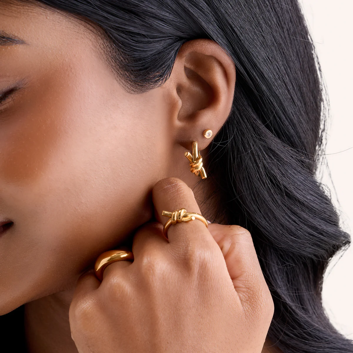 Twisted Knot Hoops (Gold) - Image 4