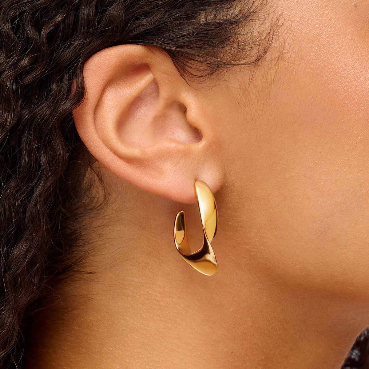 Twisted Organic Hoops (Gold) - Image 2