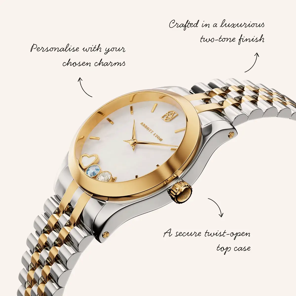Two Tone Floating Charm Watch - Image 3
