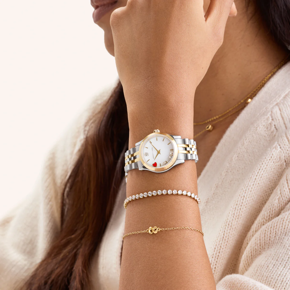 Two Tone Floating Charm Watch - Image 5
