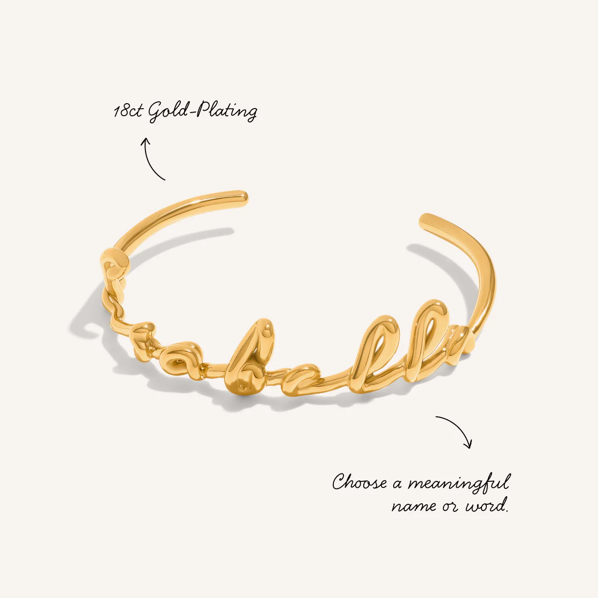 Written In The Sand Custom Name Bangle (Gold) - Image 3