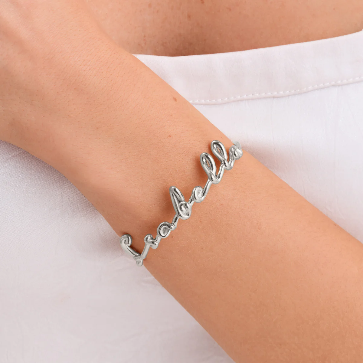 Written In The Sand Custom Name Bangle (Silver) - Image 2