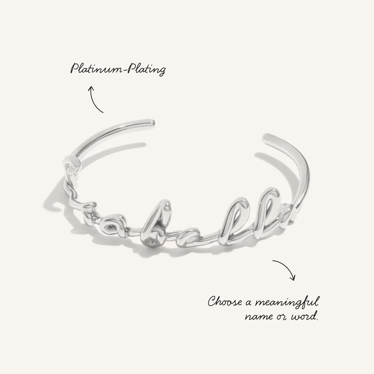 Written In The Sand Custom Name Bangle (Silver) - Image 3