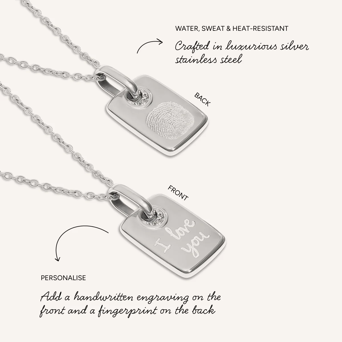 Written In The Stars Handwriting Tag Necklace (Silver) - Image 6